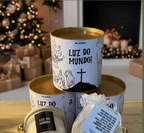 Kit Vela Natalina Luz do Mundo - Latinha Decorada Histórias da Bíblia