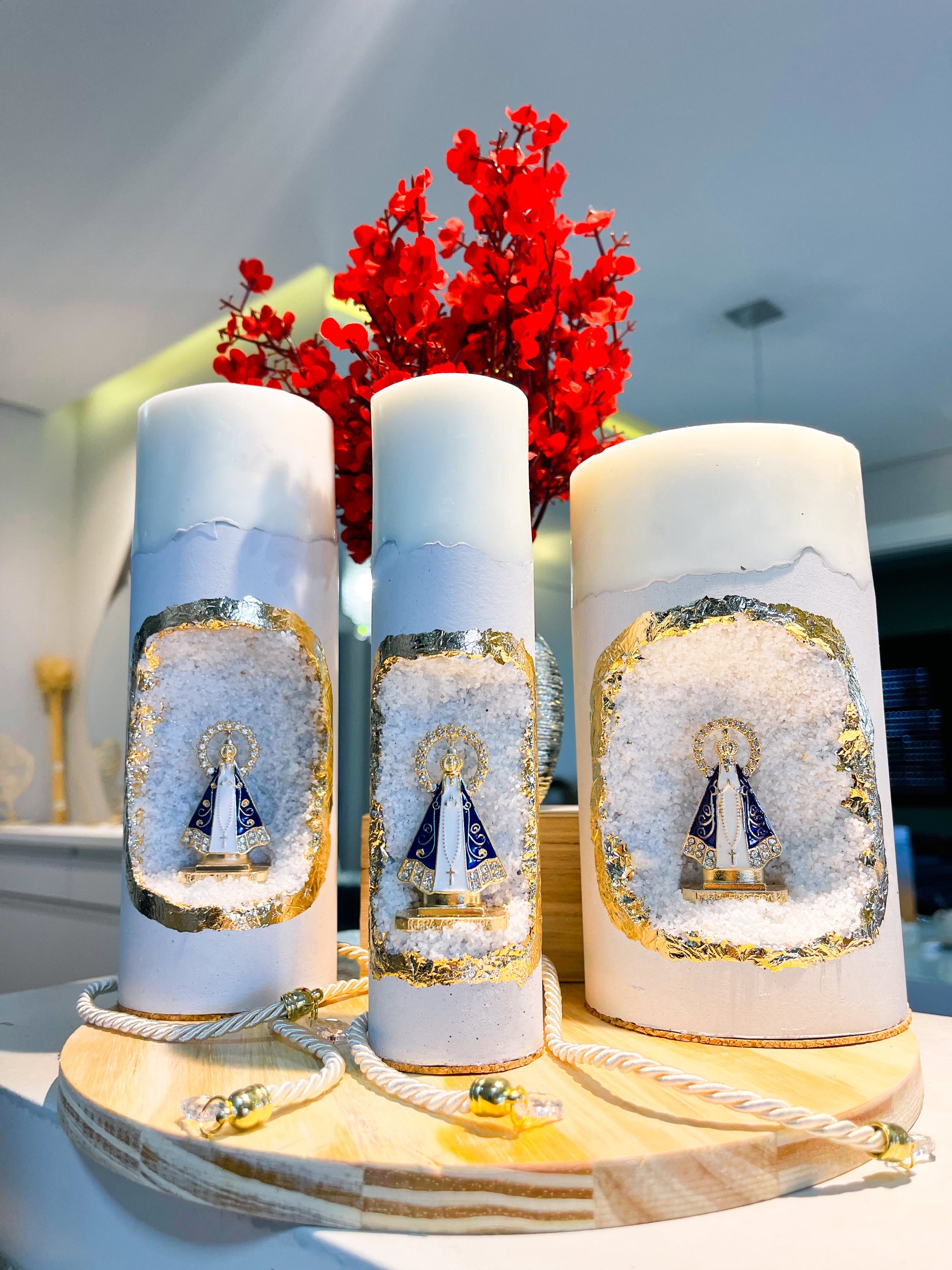 10 unidades - Vela Santuário Nossa Senhora Aparecida Mini Branca