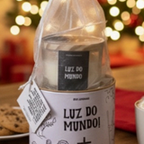 Kit Vela Natalina Luz do Mundo - Latinha Decorada Histórias da Bíblia