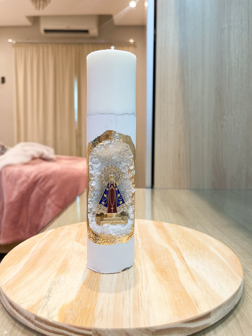 10 unidades - Vela Santuário Nossa Senhora Aparecida Mini Marrom