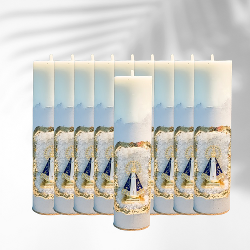 10 unidades - Vela Santuário Nossa Senhora Aparecida Mini Branca