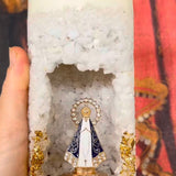 Vela Artesanal Nossa Senhora Aparecida - Gruta de Cristais Brancos e Ouro