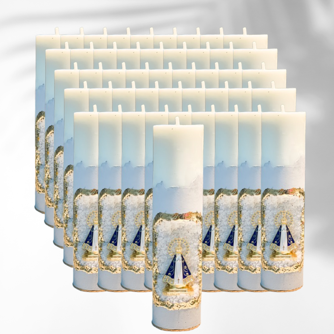 50 unidades - Vela Santuário Nossa Senhora Aparecida Mini Branca