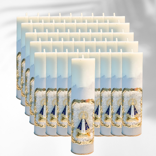 50 unidades - Vela Santuário Nossa Senhora Aparecida Mini Branca