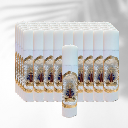 50 unidades - Vela Santuário Nossa Senhora Aparecida Mini Marrom