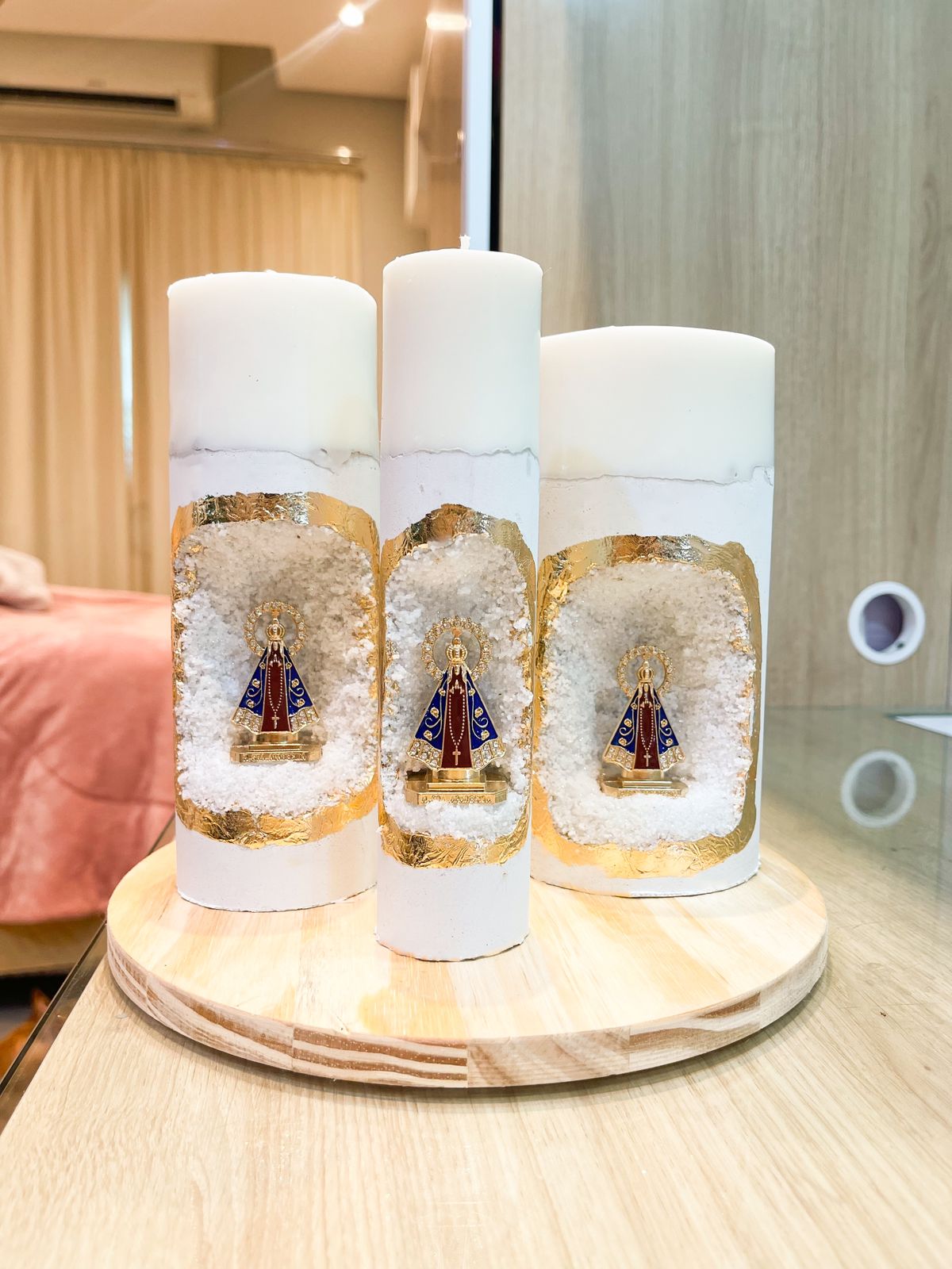 50 unidades - Vela Santuário Nossa Senhora Aparecida Mini Marrom