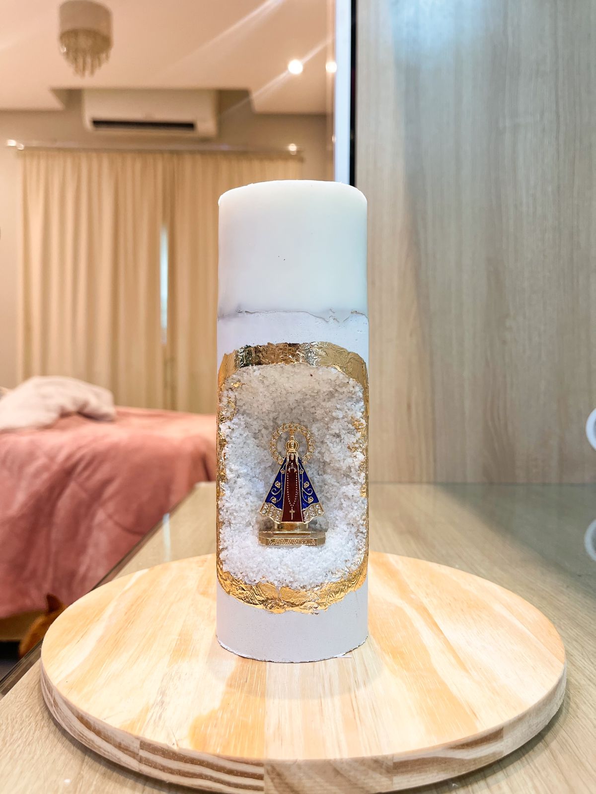 Kit 3 tamanhos - Vela Santuário Nossa Senhora Aparecida Marrom